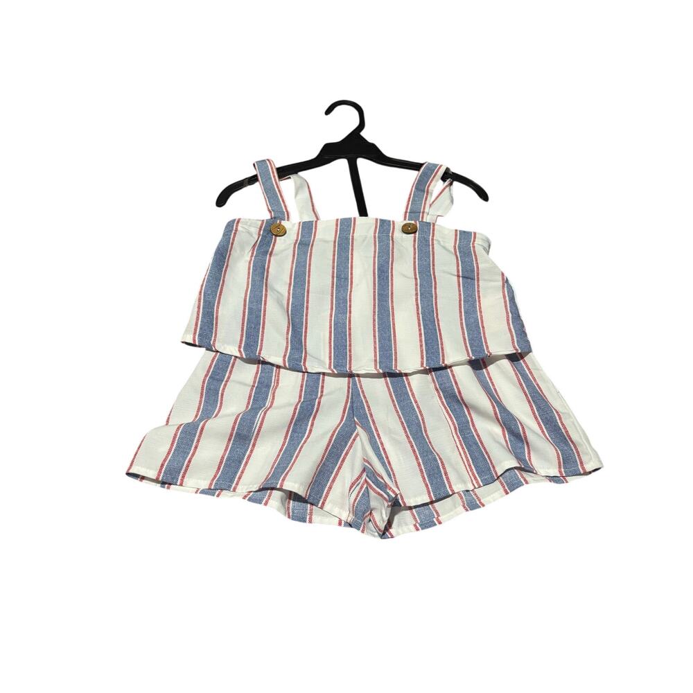 Love Squared Girls 8 red white blue stripe shorts tank top set patriotic nwt